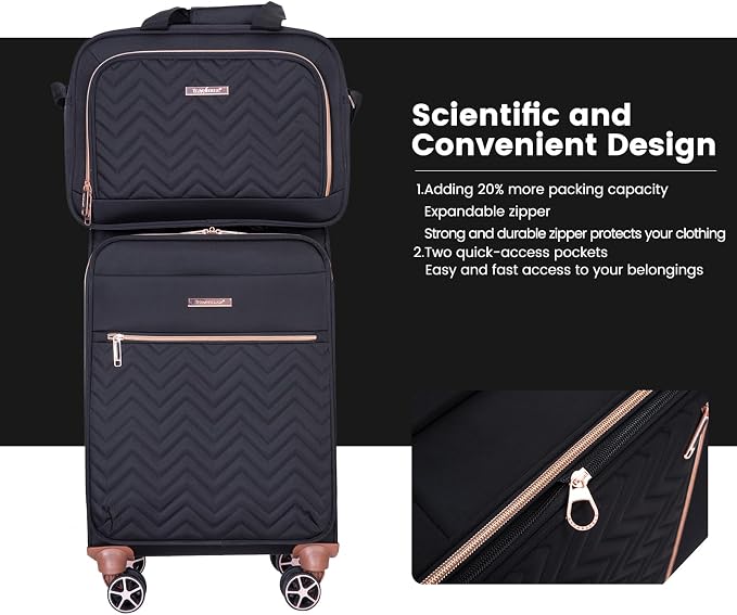 Travelhouse 4-Piece Softside Luggage Set with Spinner Wheels | Lightweight expandable suitcases: 16" underseat duffel bag + 20" carry-on + 24" + 28" checked - Image 5