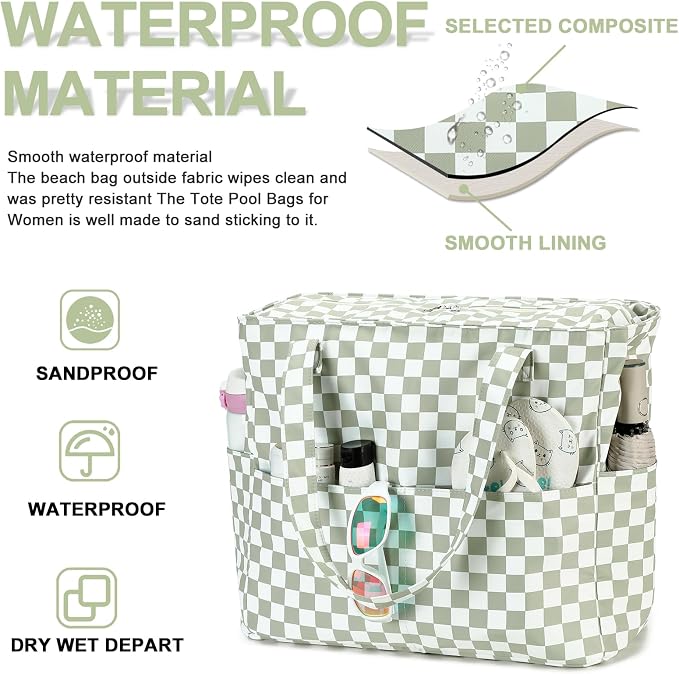 Bluboon Waterproof Beach Tote Pool Bags for Women Ladies Extra Large Carry On Bag With Wet Compartment for Weekender Travel - Image 7