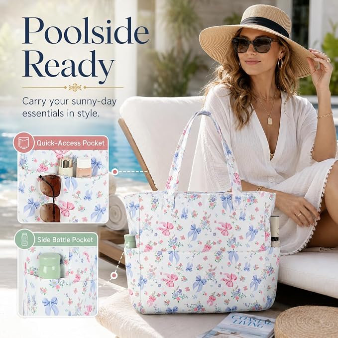 Bluboon Waterproof Beach Tote Pool Bags for Women Ladies Extra Large Carry On Bag With Wet Compartment for Weekender Travel - Image 5