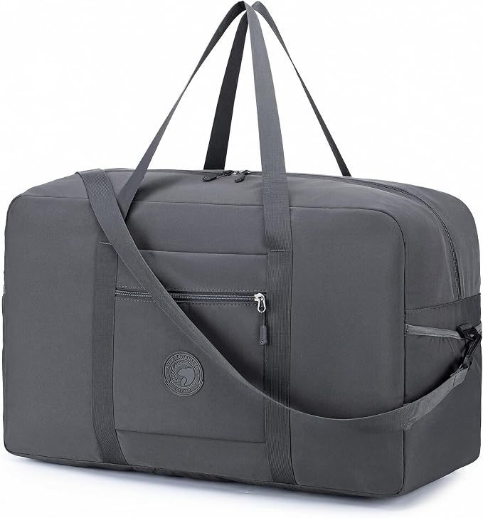 Carry on Bag 22x14x9 Airlines Approved, 48L Canvas Travel Duffel Bags for Men Women Duffle Bag for Airplane Weekender Overnight Gym (Grey) by Nixjoro