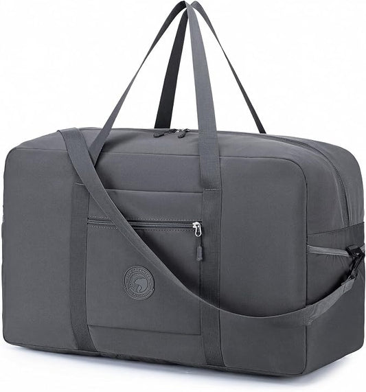 Carry on Bag 22x14x9 Airlines Approved, 48L Canvas Travel Duffel Bags for Men Women Duffle Bag for Airplane Weekender Overnight Gym (Grey) by Nixjoro