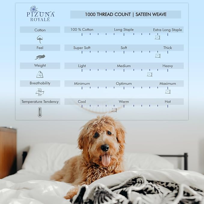 Pizuna 100% Luxury Cotton King Size Pillow Case Ivory, 1000 Thread Count 100% Long Staple Cotton Sateen Pillowcase, Pillow Covers with Stylish 4" Hem (Combed Cotton King Pillowcase Set of 2) - Image 6