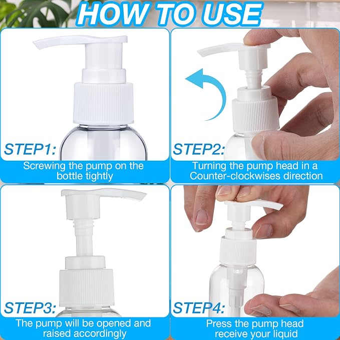 Nuenen 48 Pcs Refillable Empty Lotion Bottles 4oz/120ml Plastic Pump Bottles Conditioner Shampoo Dispenser Leak Proof Pump Container for Body Wash, Creams, Liquid Soap(Black and White) - Image 4