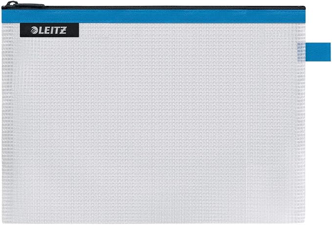Leitz Wow Travel Pouch, Water Resistant, Translucent, Ideal for Visible Storage and Organisation, Medium (A5) - Blue by Leitz
