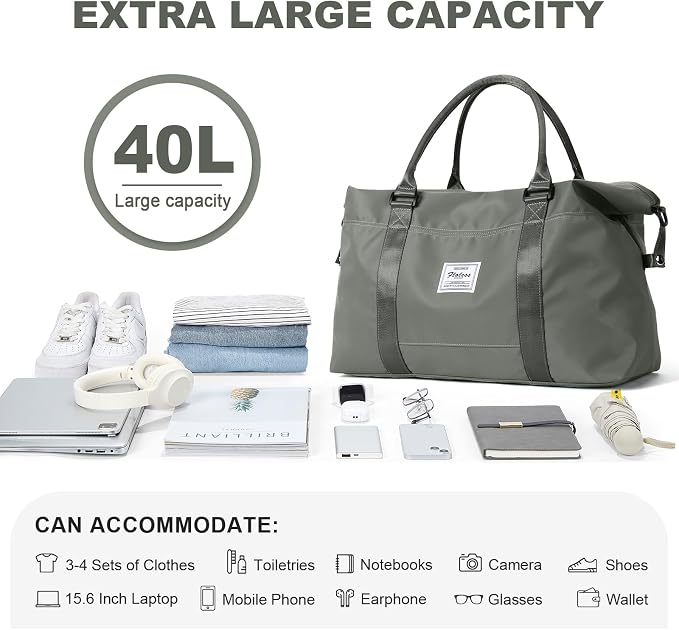 Travel Duffel Bag, Carry On Overnight Weekender Bags for Women | Travel Bag with Wet Pocket & Trolley Sleeve, For Spirit Airlines 18x14x8 Personal Item Bag - Image 2