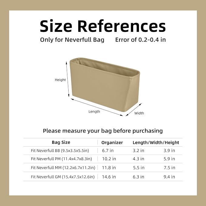 DGAZ Purse Organizer Insert Fits Neverfullbag Mini/PM/MM/GM，Silk Bag Organizer，Luxury Handbag & Tote Shaper（MM, S2 trench） - Image 7