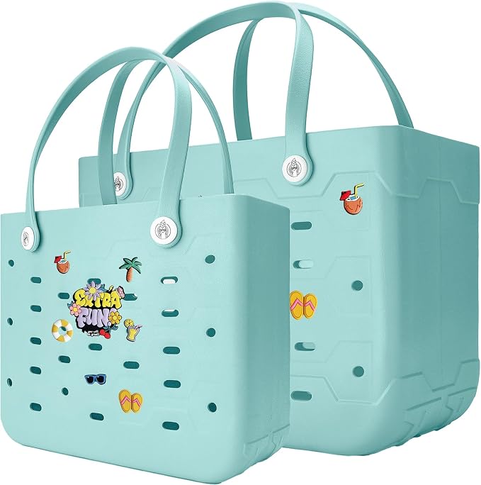 2-Pack Large Beach Bags XL & M Waterproof Tote, Sandproof, Washable- Essentials: Pool, Boat, Sports, Groceries by Unknown