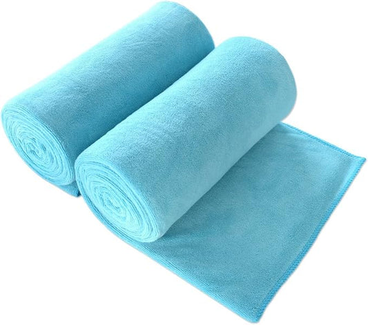 JML Large Microfiber Bath Towels Set, 2 Pack 30" x 60" - Soft, Absorbent, Quick-Drying, Bathrooom Towel with Hanging Loop for Hair Wrap, Sauna,Fitness, Sport, Yoga, Aquamarine by JML