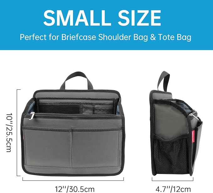 Small Rugged Organizer Insert for Briefcase Tote Shoulder Messenger Bag-19 Pockets,Padded Water-repellent Nylon-Blue - Image 5