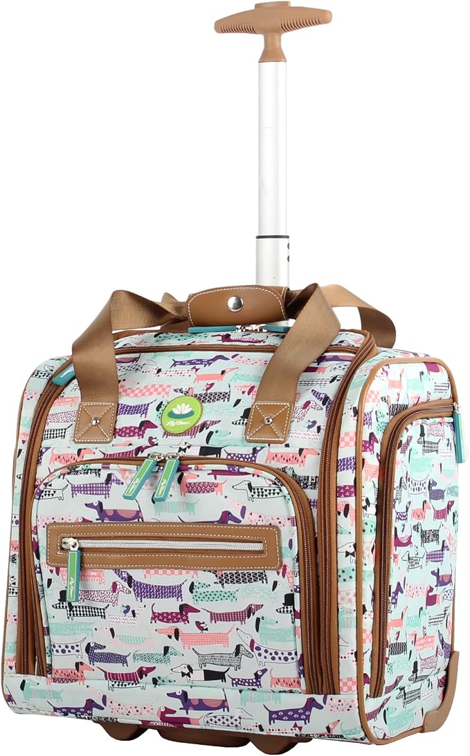 Lily Bloom Designer 15 Inch Carry On - Weekender Overnight Business Travel Luggage - Lightweight 2- Roller Wheels Suitcase - Under Seat Rolling Bag for Women (Totally Paw Some, One Size) by Lily+Bloom