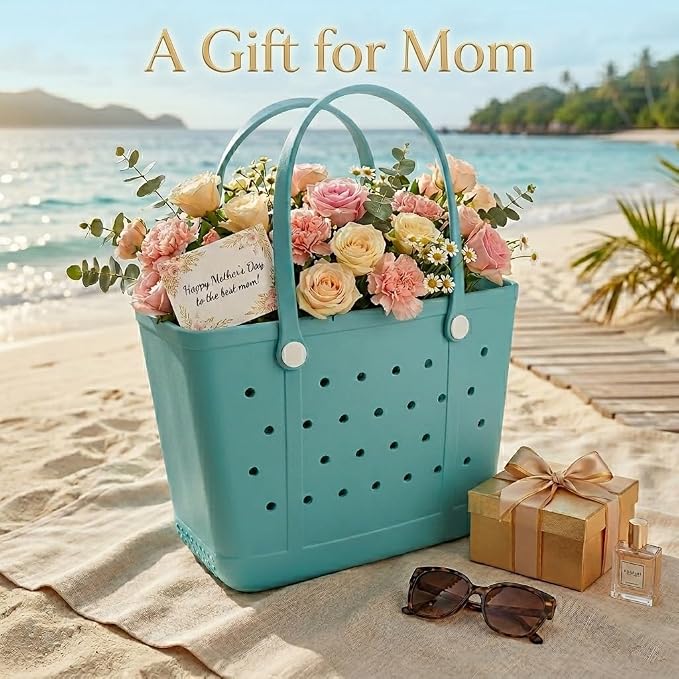 Juyeesm X Large Rubber Tote Bag for Boat, Beach, Pool-XL,18.9 * 13.8 * 8in | Oversized Rubber Beach Bags, Washable Beach Tote Bag, Durable Travel Bags for Work, Sport - Image 3