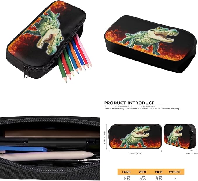Flame Crocodile Boys School Backpack with Lunch Box Bag Kindergarten School Supplies for Kids Ages 6-10 Boys Polyester Fabric Lightweight Fortable Back to School Backpack Gift - Image 5