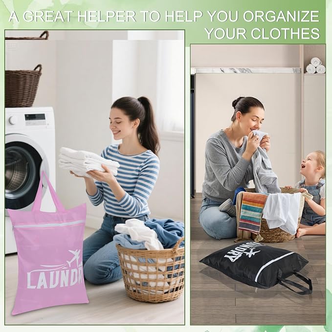 HOTUT Travel Dirty Clothes Bag, 2PCS Waterproof Dry Wet Bag with Zipper, 54×41cm Foldable Laundry Bag, with Handle, Laundry Bag for Gym, Swimming, Home, Travel - Image 5