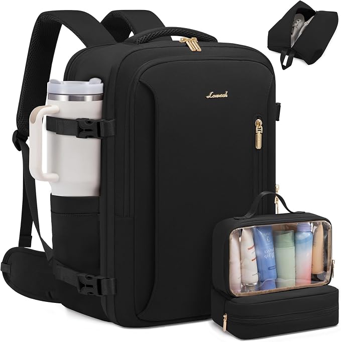 LOVEVOOK Travel Backpack For Women & Men with Waist Strap,40L Waterproof Carry On Backpack Luggage Travel Essentials Flight Approved,TSA Personal ltem Travel Bag Weekender Daypack with 3 Packing Cubes by LOVEVOOK