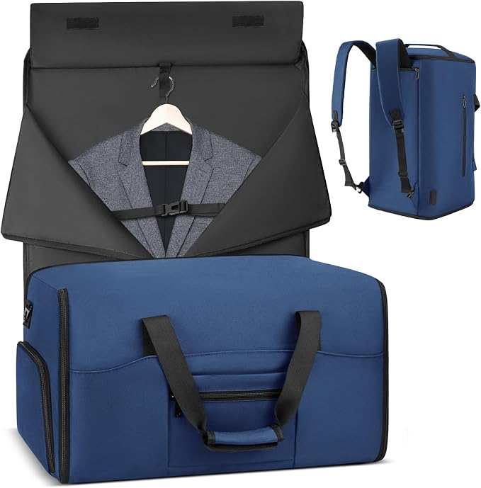 Garment Duffle Bags for Travel,Convertible Garment Bag with Shoes Compartment,Suit Carry-on Bag Expandable with Shoulder Strap for Men and Women Business Trip,Weekend,Wedding(Blue) - Image 9