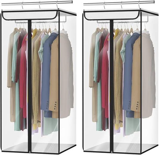 Univivi Clear Garment Bags for Hanging Clothes, 2 Pack Large Clothes Bags for Closet Storage, Premium Hanging Garment Storage Bag for Suits, Coats, Dresses, 40" (Clear) by Univivi