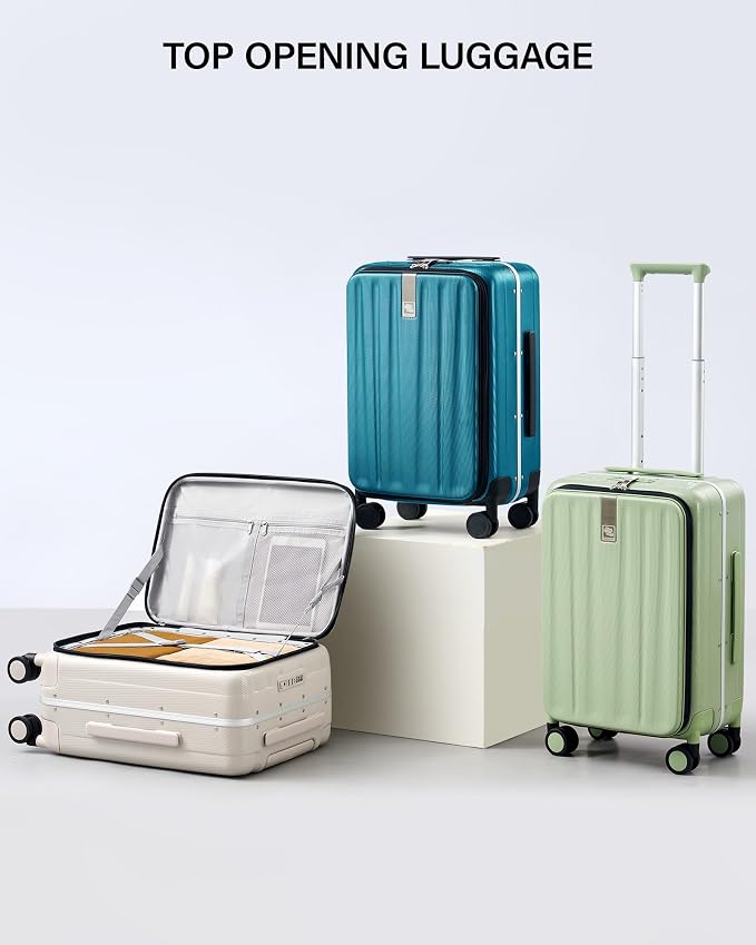 Hanke 24 Inch Checked Luggage PC Hard Case Luggage Top Opening Aluminum Frame Travel Luggage Suitcases with Wheels for Woman Men.(Ivory white) - Image 10