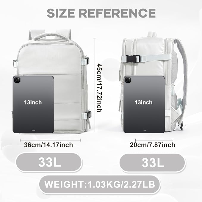 coowoz Large Travel Backpack Carry On for Women Man Gym Backpacks with Laptop Compartment Mochila de Viaje Teacher Personal Item Backpack Rucksack Airplane Accessories Must Haves Grey - Image 3