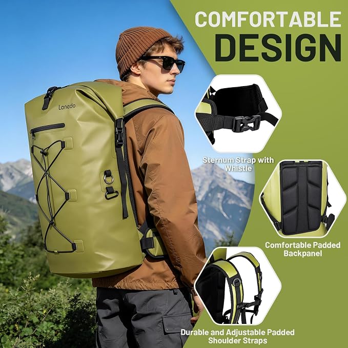 75L Dry Bag Waterproof Backpack Roll-Top Heavy Duty Dry Bag Cushioned Hiking Dry Pack for Kayaking Boating Paddle Fishing Boarding Rafting Travel Camping Beach Cruise Ship - Image 6