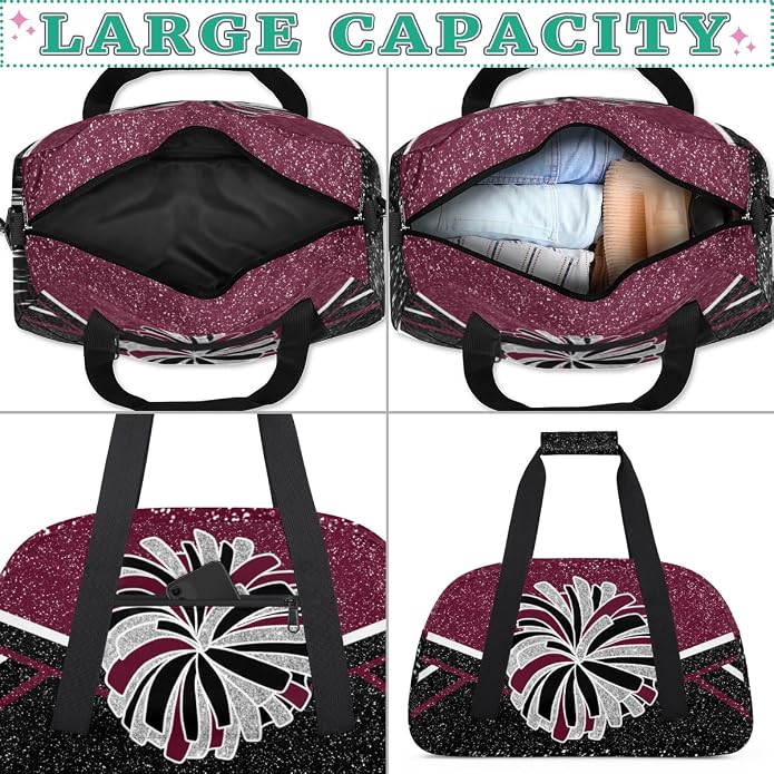 Cheerleading Dance Bag for Women Cheer Team Sport Gym Makeup Cosmetic Bag 2 Pcs Set - Image 6