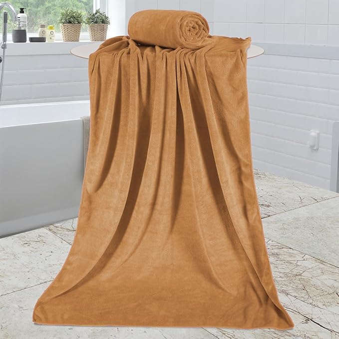 JML Large Microfiber Bath Towels, 6 Pack 30" x 60", Oversized, Soft, Super Absortbent, Fast Drying Bathroom Towel Set for Sauna, Hair Wrap, Salon,Sport, Fitness, Yoga, Beige - Image 2