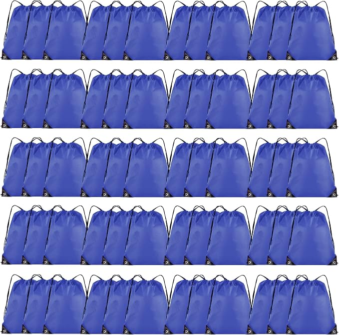 Grneric 60 Pieces Drawstring Backpack Bulk Cinch Sackpack Ployster Drawstring Bags for Gym Party Trip(Navy Blue) by Grneric