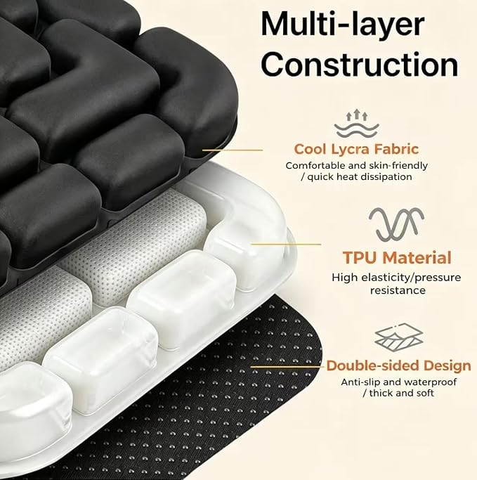 Sondor Travel Cushion, Upgraded Ergonomic 3D Airbags for Long Sitting | Inflatable pad for Airplane, Car, Office & Wheelchair; Built-in press valve, multi-chamber boosts airflow & eases hip strain - Image 6