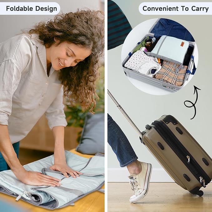 ‌Ytonet Foldable Garment Duffle Bags for Travel, Carry On Convertible Duffel Bag with Shoe Compartment & Water Resistant Fabric, 2-in-1 Hanging Suit Organizer, Mint Green - Image 6