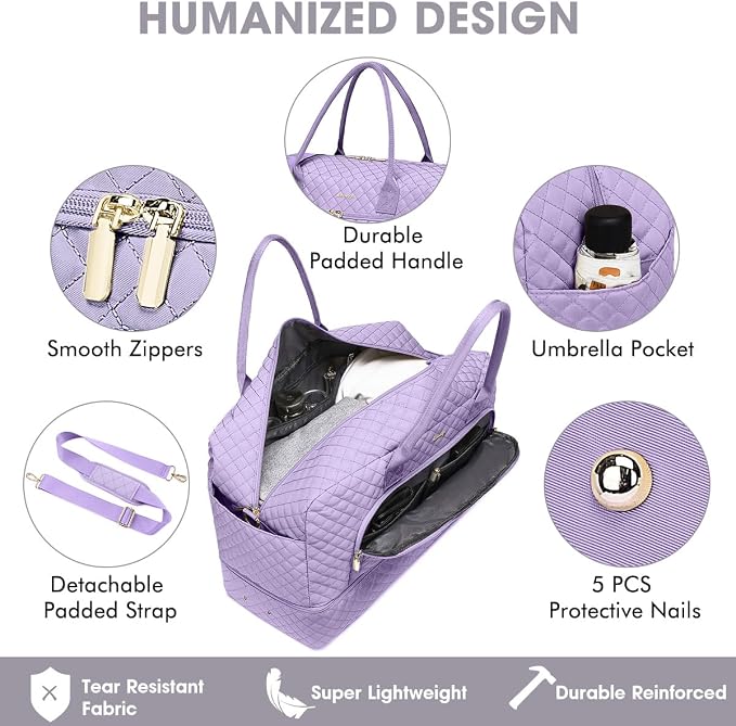 Travel Duffel Bags for Women with Shoe Compartment, Weekender Overnight Bag with Wet Pocket & Toiletry Bag, Carry On Personal Item Bag, Travel Tote Gym Bag, Hospital Bags for Labor and Delivery - Image 3