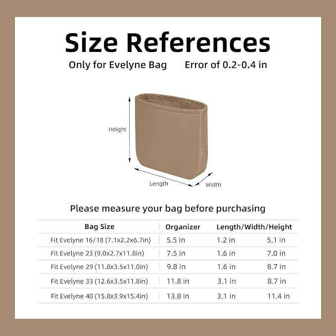 DGAZ Silk Purse Organizer Insert for Evelyne Bag(Chai,TPM) | Soft and Lightweight,Perfect Fit,Multi-pocket Storage,Bag Protector,Luxury Bag Care,Handmade,for Smooth Bag Organizer - Image 6