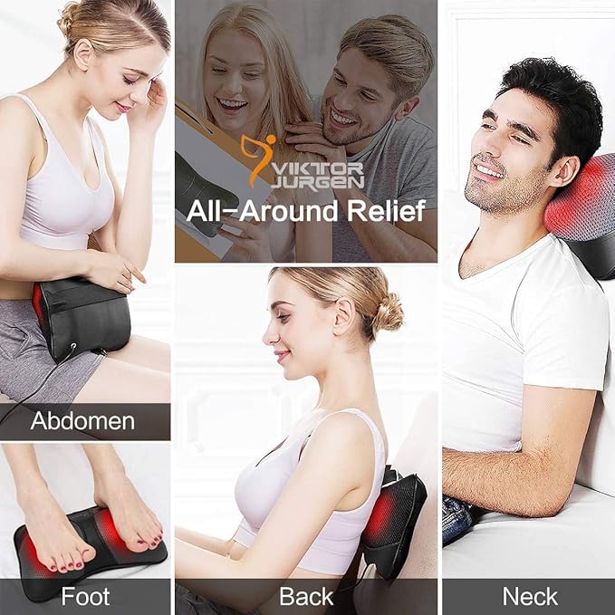 VIKTOR JURGEN Christmas Back Massager Gifts, Shiatsu Kneading Massager for Neck and Shoulder, Massage Pillow with Heat Relaxation Gifts for Women/Men/Dad/Mom/Fathers Day/Mothers Day