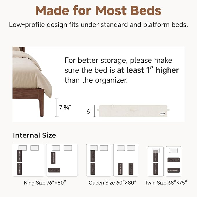 StorageWorks Under Bed Storage Containers - Large Underbed Storage with Handles and Label Holder, 2 Pack Ultra-thick Fabric Underbed Bins, Closet Organizer for Clothes, Blankets, Sweater - Image 6