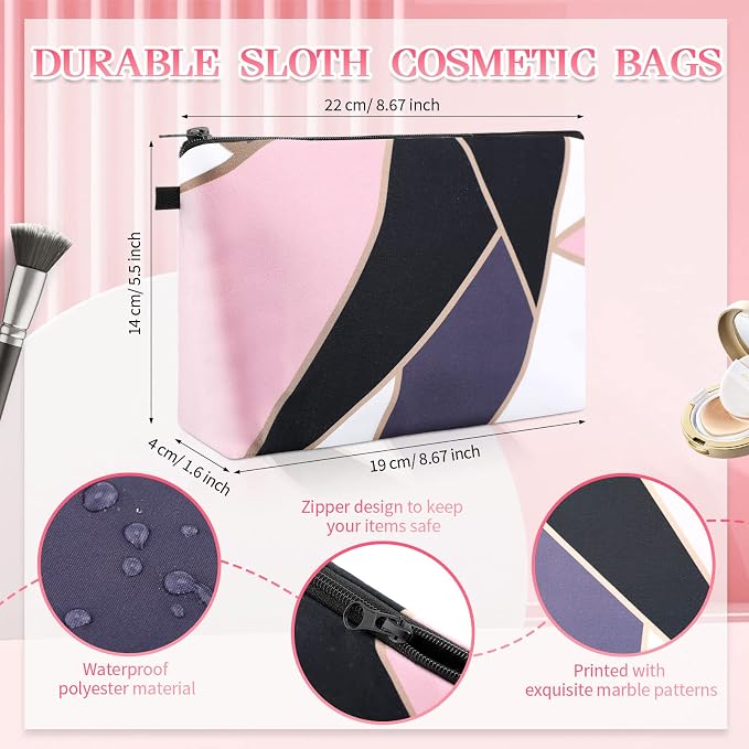 Dunzy 20 Pcs Bulk Makeup Bag for Women Appreciation Gifts for Teacher Canvas Cosmetic Bags with Zipper Pouches Waterproof Travel Toiletry Organizer for Girls Mother Teacher Nurse Bridesmaids (Marble) - Image 2