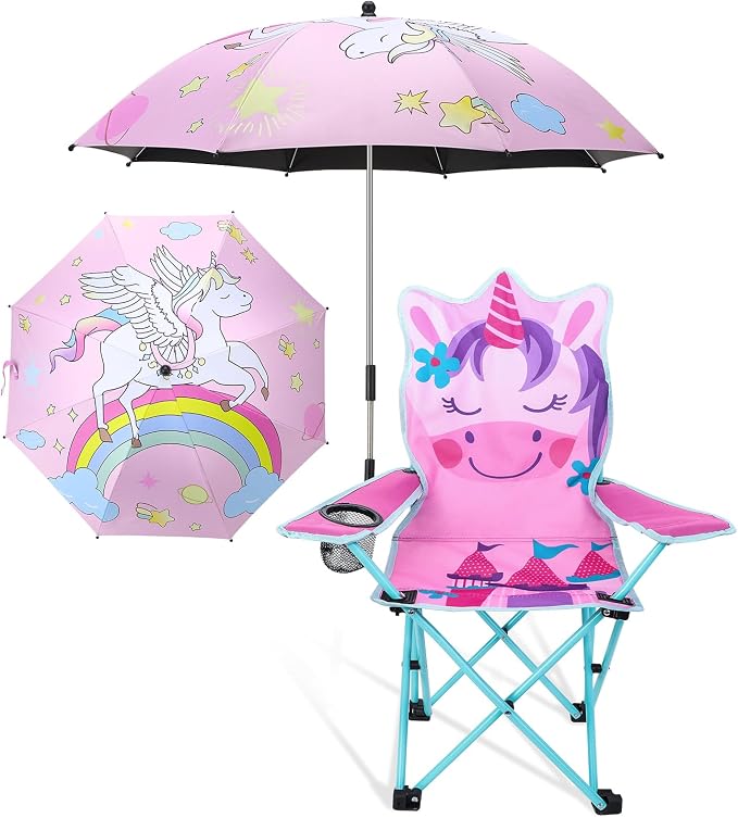 KABOER Kids Outdoor Folding Camping Chair with Cup Holder Carrying Bag | Portable Camping Chair for Beach Picnic Camping Travel Lawn Ages 3-10 by KABOER