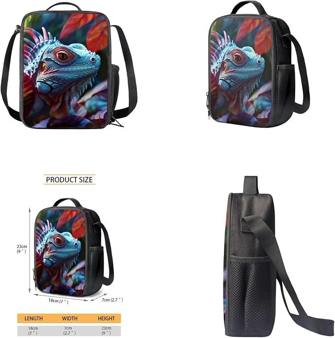 Dragon Lizard Backpack for Kids Boys Backpack with Lunch Box Water Bottle Bag and Big Pencil Case 4PCS Set Bookbag with Front Pocket for School Teens 17" Large School Bag with Side Pocket - Image 4