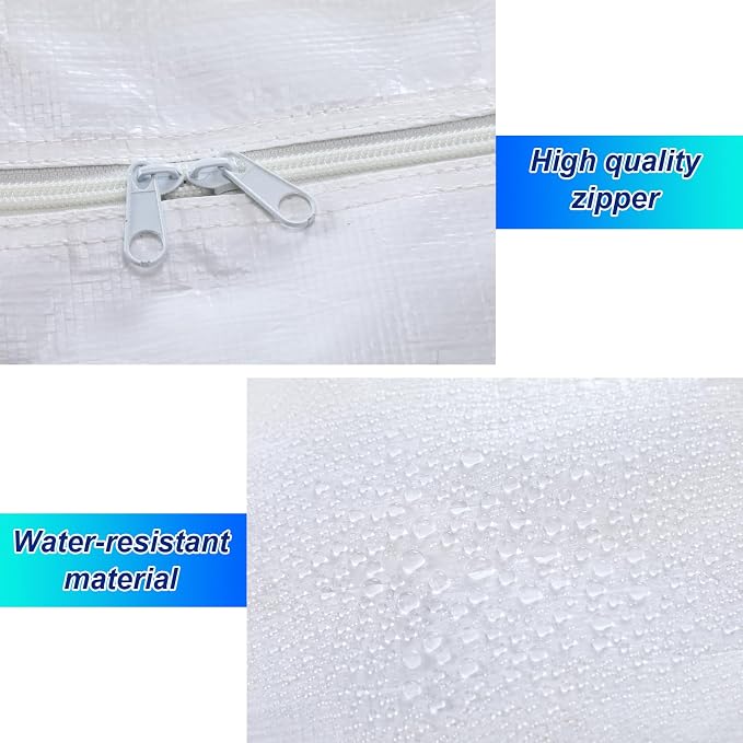 Windyun 4 Pack 57 Gallon Extra Large Moving Bags XXL Heavy Duty Storage Bag with Strong Zipper Handle Jumbo Big Tote Box Foldable for College Dorm Travel Clothes Duffle Blanket Pillow(White) - Image 3