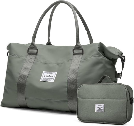 HYC00 Travel Duffel Bag with Toiletry Bag,Weekender Overnight Bag for Women,Carry-on Bag with Wet Pocket,Gym Bag,Extra Large,Olive Green by HYC00