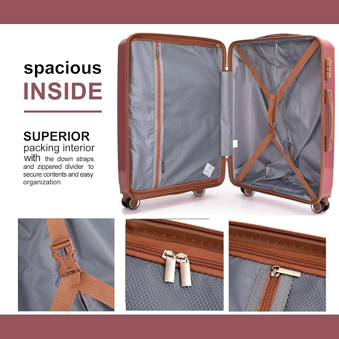 Travelhouse Luggage Sets 5 Piece with Double Spinner Wheels,PP Hardside Suitcase Sets with TSA Lock,Carry On Luggage Set with Travel Duffle Bag for Women and Men - Image 6