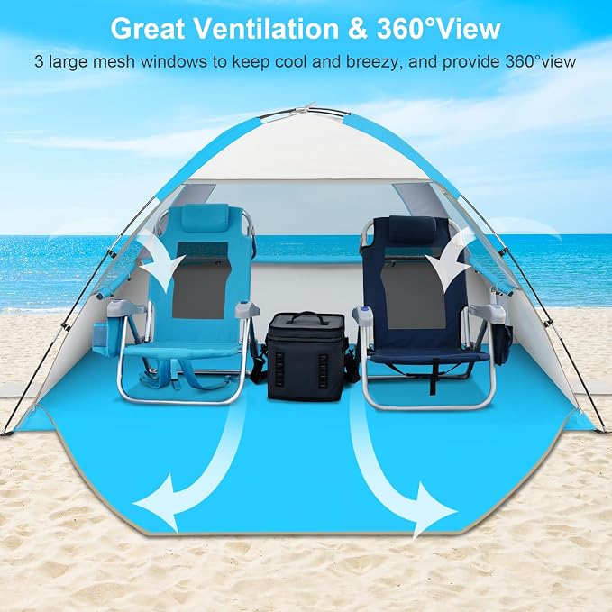 Gorich Beach Tent Sun Shelter for 3/4/6/8/10 Person with UPF 50＋ UV Protection, Lightweight & Easy Setup Beach Shade Canopy, Portable Beach Shade Tent Beach Cabana - Image 4