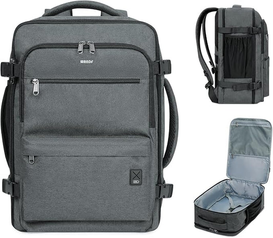 WANDF Travel Backpack For Spirit Airlines Personal Item Bag 18x14x8 with Wet Pocket, 17 Inch Laptop Backpack for Men Women | Frontier Airline Underseat Fit, Fits 17" Laptop, 180°Opening, Travel Backpack by WANDF