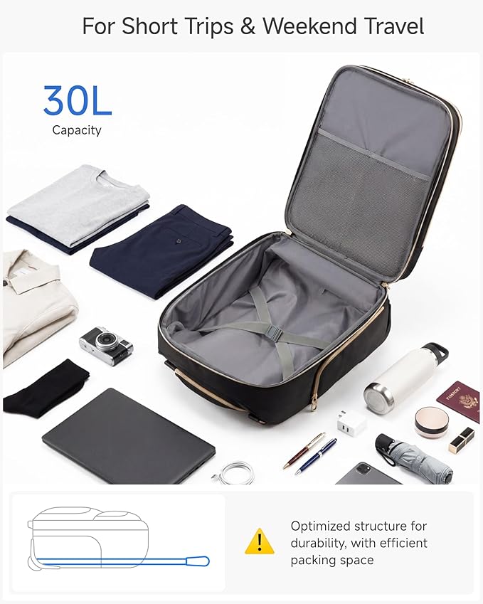 LUGGEX Underseat Carry On Luggage with Wheels, UDK2 Lightweight Under Seat Luggage, Soft Sided Personal Item Suitcase for Short Trip (UX-Core, Black, 17 Inch) - Image 5