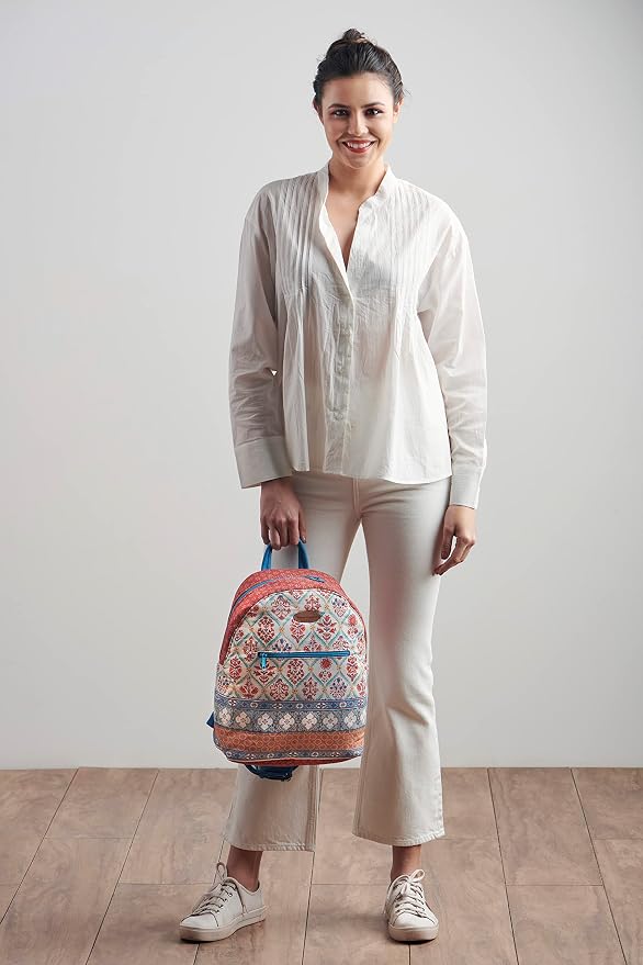 Maison d' Hermine Backpack for Women Men Cotton Shoulder Multipurpose Rucksack with Small Pouch Lightweight Multi Pocket Bag for Travel Work Beach Perfect for Spring Summer (Romane) - Image 8