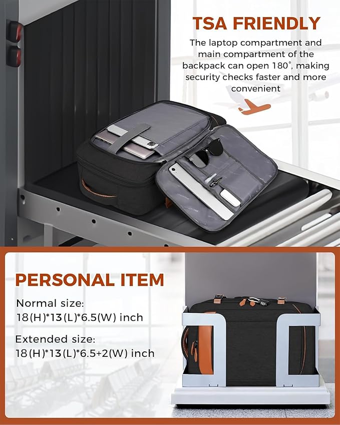 Vancropak 40L Carry on Backpack, Flight Approved Expandable Bag for Travel | Shoe Compartment, Fits 17" Laptop Bag, 3 Packing Cubes, 18x14x8 Inches Travel Backpack, Water Resistant, Anti Theft Suitcase - Image 3
