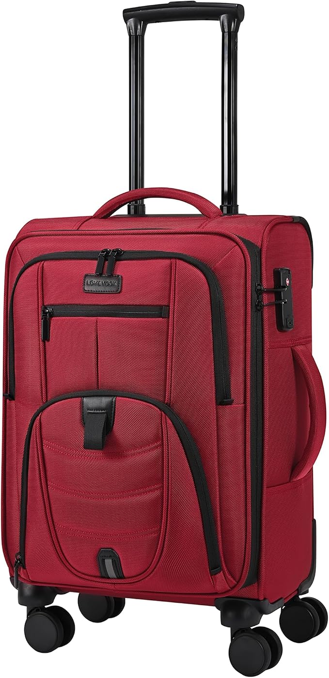 LOVEVOOK Carry On Luggage Airline Approved, Suitcases with Spinner Wheels, Softside Carry-on Luggage with TSA Lock for Women Business Trip, Lightweight Large Capacity Luggage for Travel, Burgundy Red - Image 2