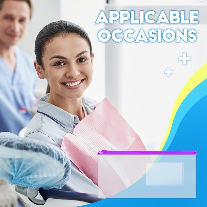 Timgle 800 Pcs Dental Zipper Pouches Dental Bags for Patients Bulk with Business Card Holder Clear Toothbrush Pouch Plastic Pencil Pouch for Students Teacher Prizes, Color Random - Image 6