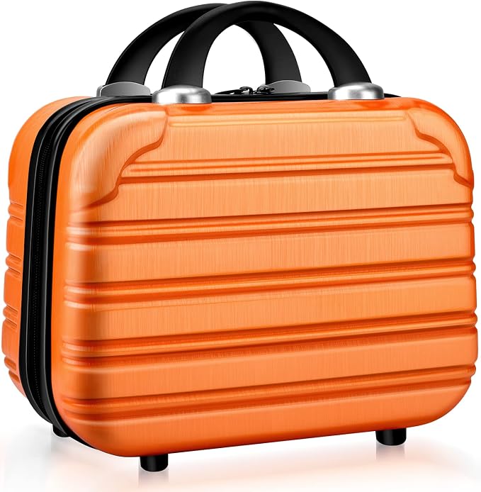 14 Inch Makeup Train Case PC ABS Hard Shell Cosmetic Organizer Portable Toiletry Bag Travel Vanity Case Small Suitcase Makeup Box for Women Outside Activity With Back Strap by CosmeticCase