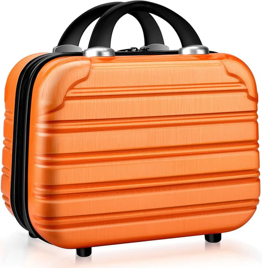 14 Inch Makeup Train Case PC ABS Hard Shell Cosmetic Organizer Portable Toiletry Bag Travel Vanity Case Small Suitcase Makeup Box for Women Outside Activity With Back Strap by CosmeticCase