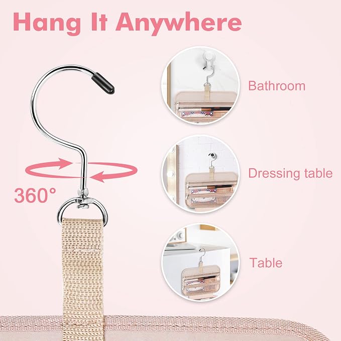 Wedama Toiletry Bag for Women, Medium Cosmetic Travel Bag, Hanging Toiletry Bag for Bathroom, Thickened PVC Waterproof Makeup Bag, Toiletries Bag for Travel Business Trips and Camping, Pink - Image 5