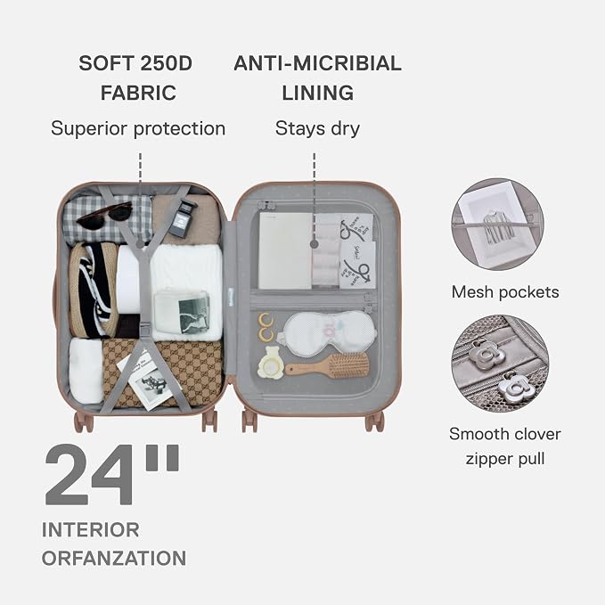 artrips Checked Luggage 24 Inch, Lightweight Hard Shell Suitcase with Spinner Wheels, Medium Travel Suitcase for 4–7 Day Trips, Brown - Image 3