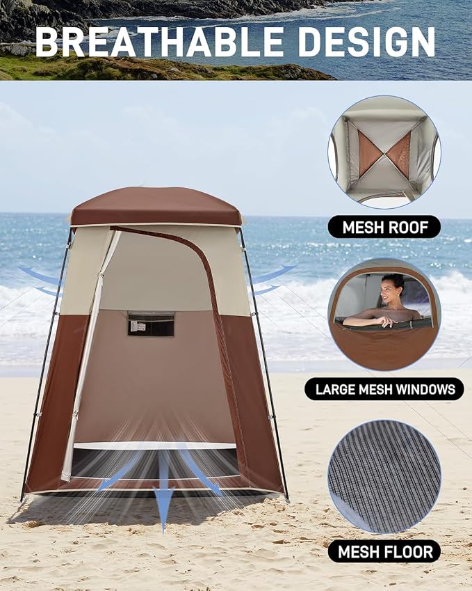KingCamp Shower Tent, Portable Privacy Tent Outdoor Camping 1/2 Room Toilet Tents with Shower Bag & Dressing Room for Beach, Camping & Hiking - Image 4